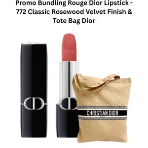 Bundling Rouge Dior Lipstick - 772 Classic Rosewood Velvet Finish & Tote Bag Dior