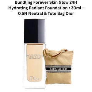 Bundling Forever Skin Glow 24H Hydrating Radiant Foundation • 30ml - 0.5N Neutral & Tote Bag Dior